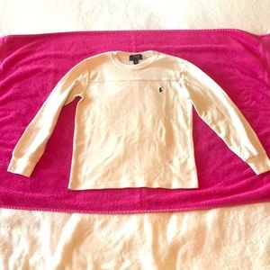Polo Ralph Lauren white sweater, M (10-12) excellent condition. Long sleeve wear